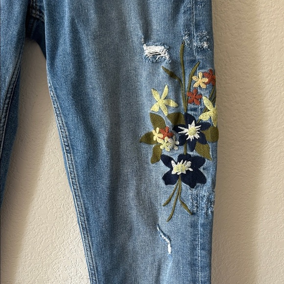 Zara Blue Skinny Jeans with Floral Embroidery sz 06 - Picture 2 of 9